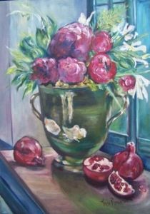 "Ceramic Pot & Pomegranate"