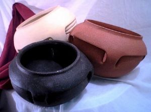 "3 Round Bottom Handmade Ceramic Pots"