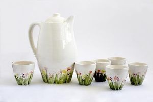 "Poppies (jug and 6 tumblers)"