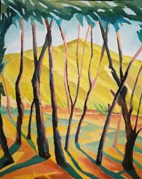 "Under the trees"