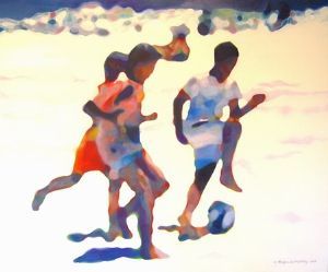 "Soccer, Muizenberg Beach, W Cape"