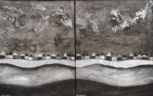 "Grey houses in a storm 1 & 2"
