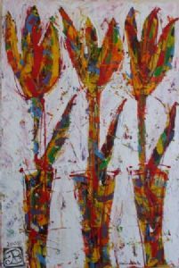 "Three Tulips in Three Vases"
