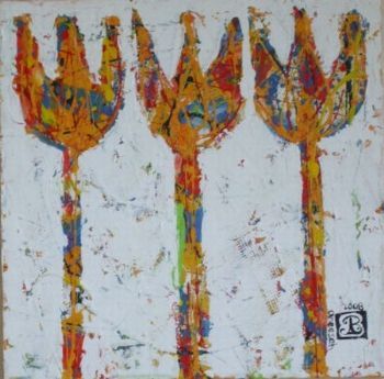 "Three Orange Tulips"
