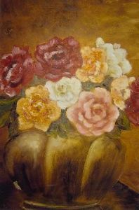 "Roses in Copper Bowl"