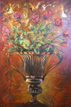 "Roses in Copper Vase"