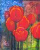 "Red Tulips in Garden"