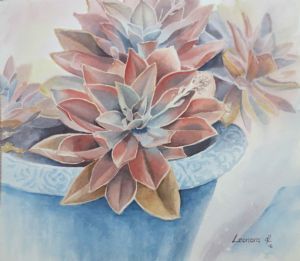 "Desert Roses in a Blue pot"
