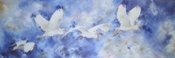 "Egrets in Flight"