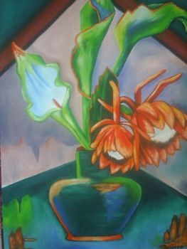 " Belladonna and Green Arum Lilies"