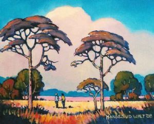 "Peaceful Stroll in Morning Light (Pierneef Style)"