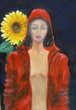"Nude With Sunflower and Red Coat"