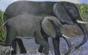 "2 Elephants and Warthog"