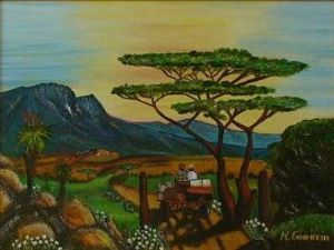 "Donkey Cart in the Sunset"