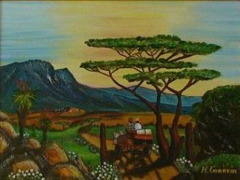 "Donkey Cart in the Sunset"