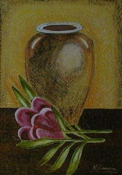 "Clay Pot with Flower"