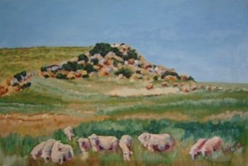 "Rocky Hill with Sheep"
