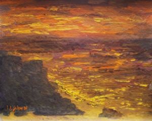"Golden Sunrise Rocky Cove"