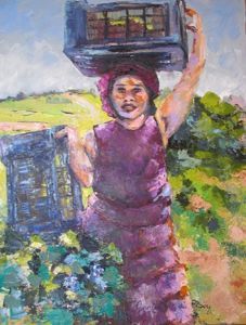 "Xhosa Woman Picking Grapes Nr 4"