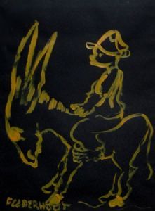 "Man on donkey"