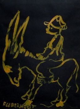 "Man on donkey"