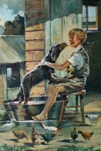 "Boy Washing Dog"