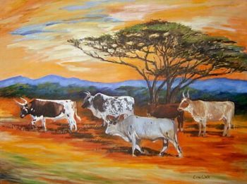 "African Landscape with Nguni"