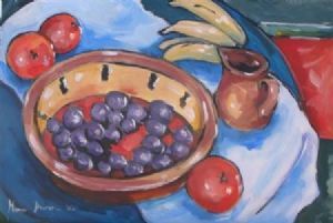 "Plums in a Pottery Bowl"