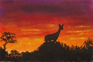 "Deer At Sundown"