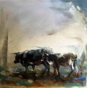 "Midland Cows, Mist Rolling In"