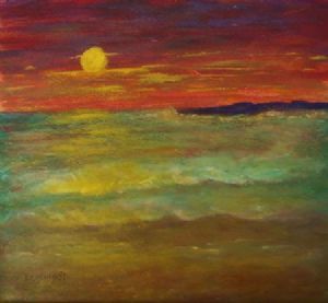 "Full Moon and Rocky Outcrop"
