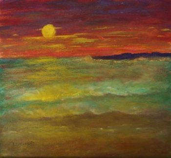 "Full Moon and Rocky Outcrop"