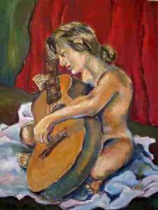 "Girl with crooked guitar"
