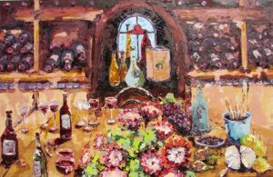 "Wine Tasting Table and Cellar"