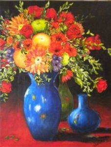"Red Flowers Still Life"