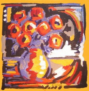 "Bright Flowers in a pot"
