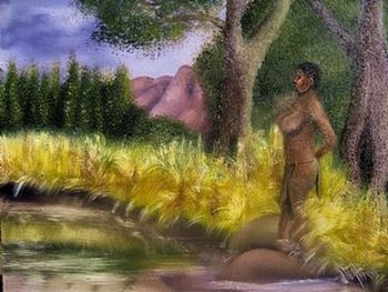 "San Woman Standing By The River"