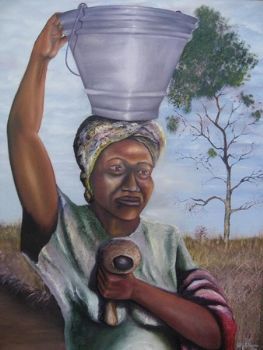 "Woman Carrying Water Can"