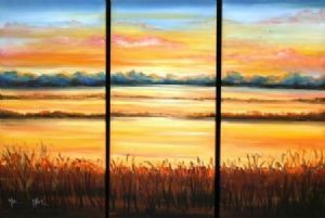 "Turquoise and Gold Triptych"