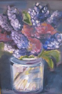 "Blue Flowers in Vase"