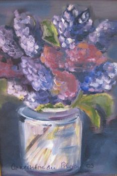 "Blue Flowers in Vase"