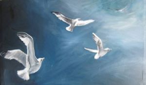 "Seagulls in Flight"