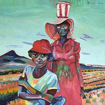 "Mother and Daughter in Red"