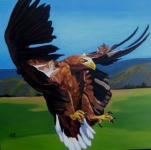 "Eagle Swooping Down to Catch Prey"