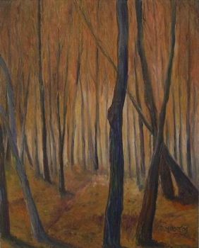"Silverbirch Trees and Orange Leaves2"