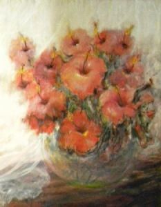 "Vase 3 Red Hibiscus"