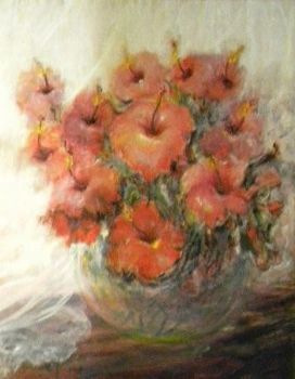 "Vase 3 Red Hibiscus"