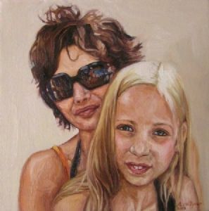 "Young girl with mother"
