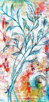 "Flower Sketch on Wood 3 - 3239"