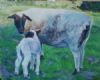 "Ewe and Lamb in Green Pasture"